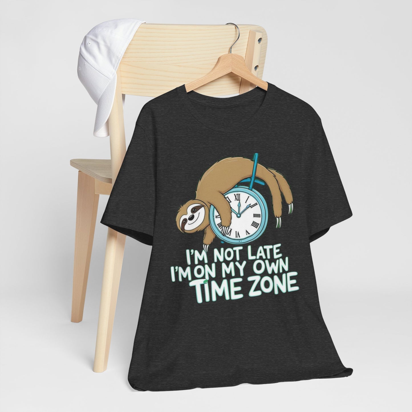 Sloth Time Zone Tee - Funny Unisex Short Sleeve Shirt, Perfect Gift for Animal Lovers, Birthdays, Lazy Days, Quirky Humor, Casual Wear