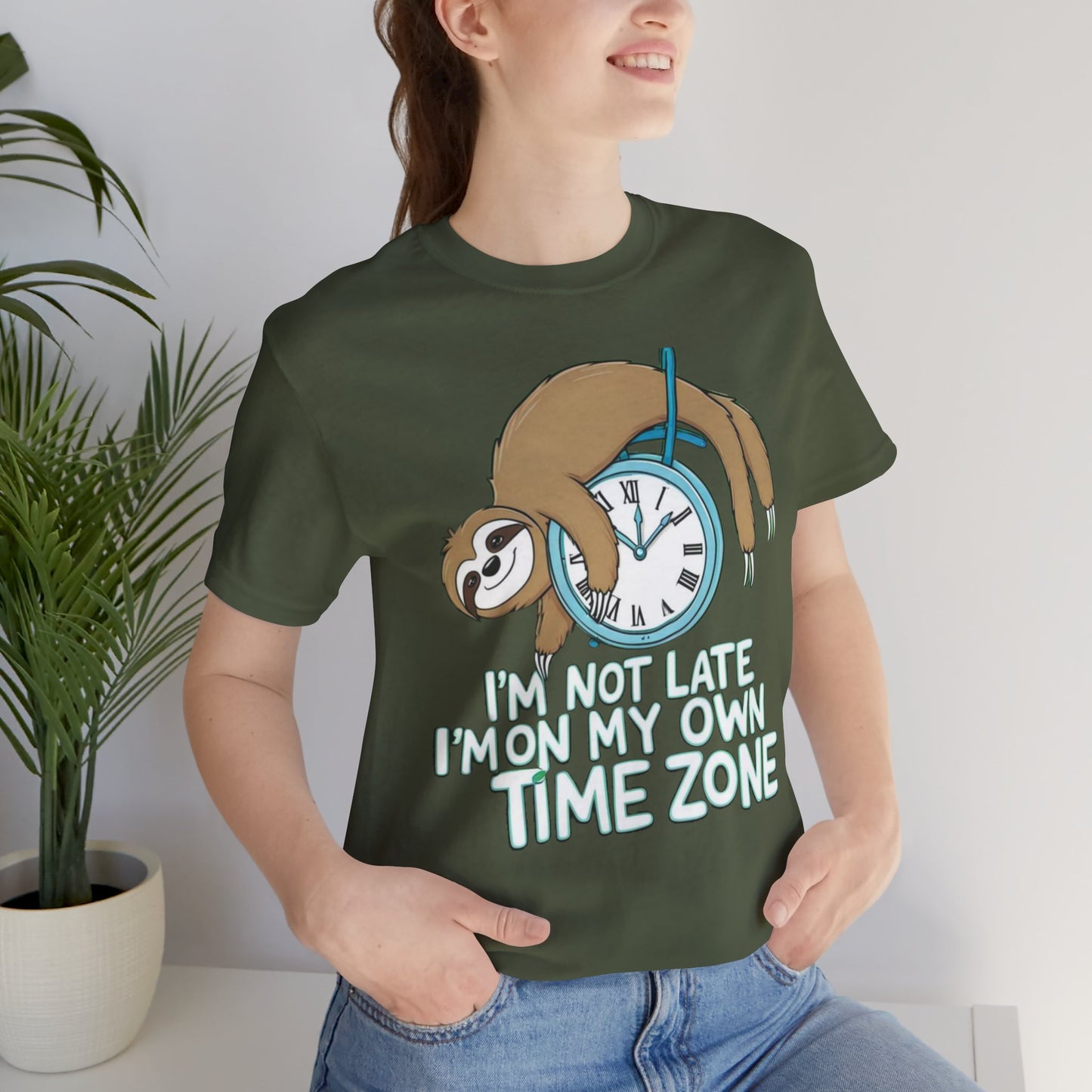 Sloth Time Zone Tee - Funny Unisex Short Sleeve Shirt, Perfect Gift for Animal Lovers, Birthdays, Lazy Days, Quirky Humor, Casual Wear