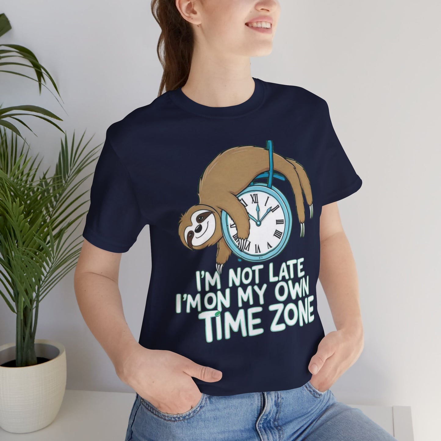 Sloth Time Zone Tee - Funny Unisex Short Sleeve Shirt, Perfect Gift for Animal Lovers, Birthdays, Lazy Days, Quirky Humor, Casual Wear