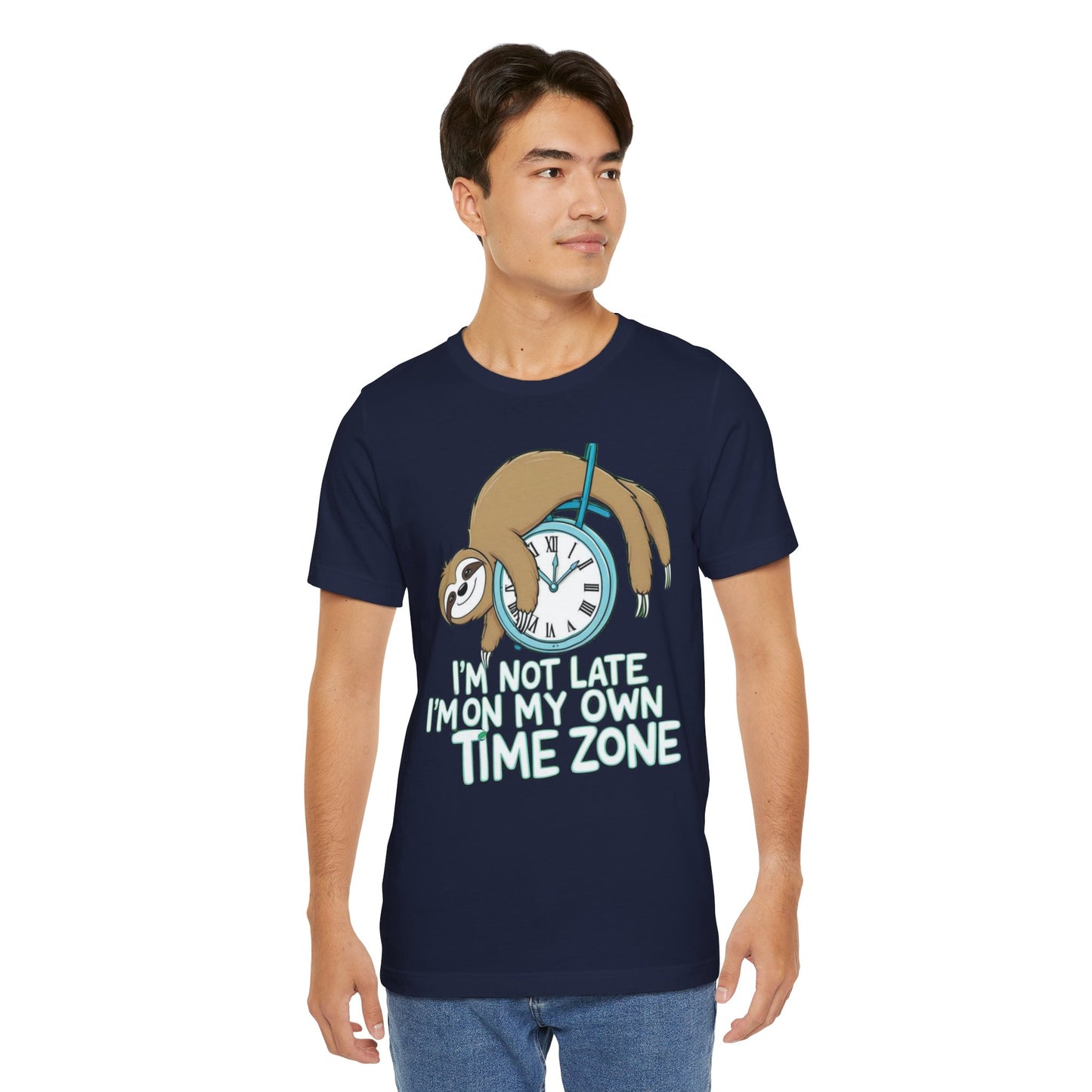 Sloth Time Zone Tee - Funny Unisex Short Sleeve Shirt, Perfect Gift for Animal Lovers, Birthdays, Lazy Days, Quirky Humor, Casual Wear