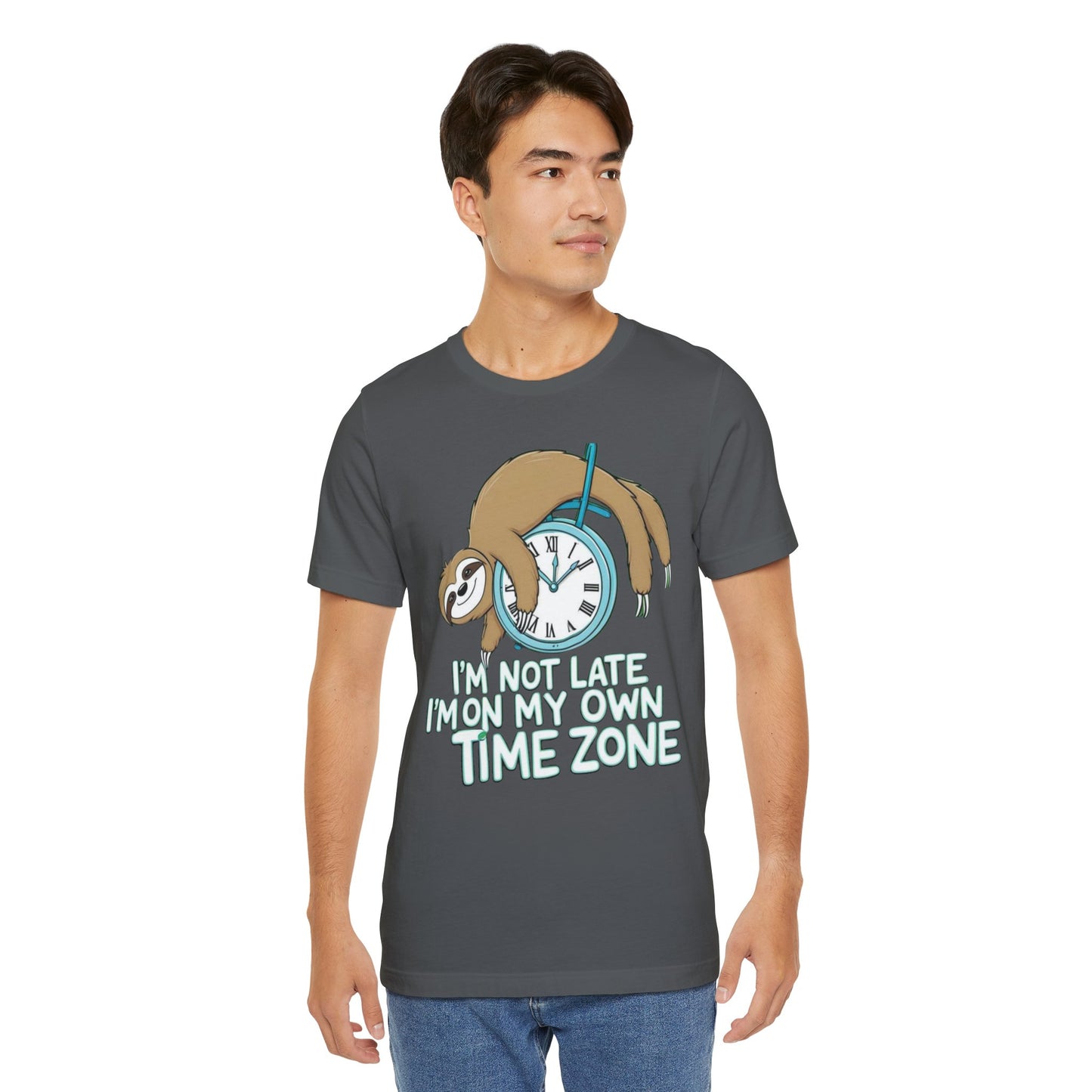 Sloth Time Zone Tee - Funny Unisex Short Sleeve Shirt, Perfect Gift for Animal Lovers, Birthdays, Lazy Days, Quirky Humor, Casual Wear