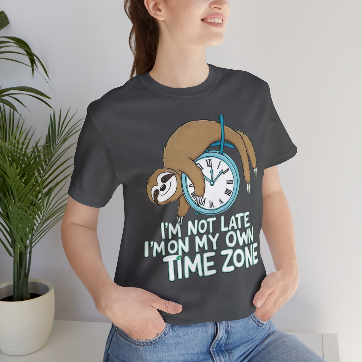 Sloth Time Zone Tee - Funny Unisex Short Sleeve Shirt, Perfect Gift for Animal Lovers, Birthdays, Lazy Days, Quirky Humor, Casual Wear