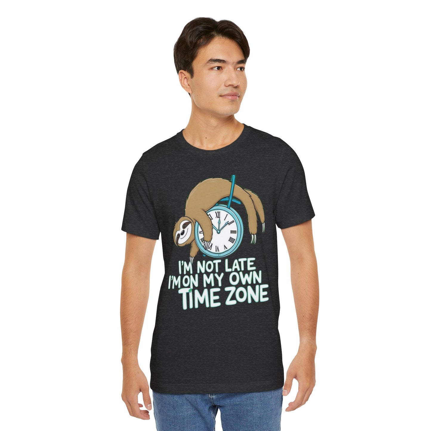 Sloth Time Zone Tee - Funny Unisex Short Sleeve Shirt, Perfect Gift for Animal Lovers, Birthdays, Lazy Days, Quirky Humor, Casual Wear