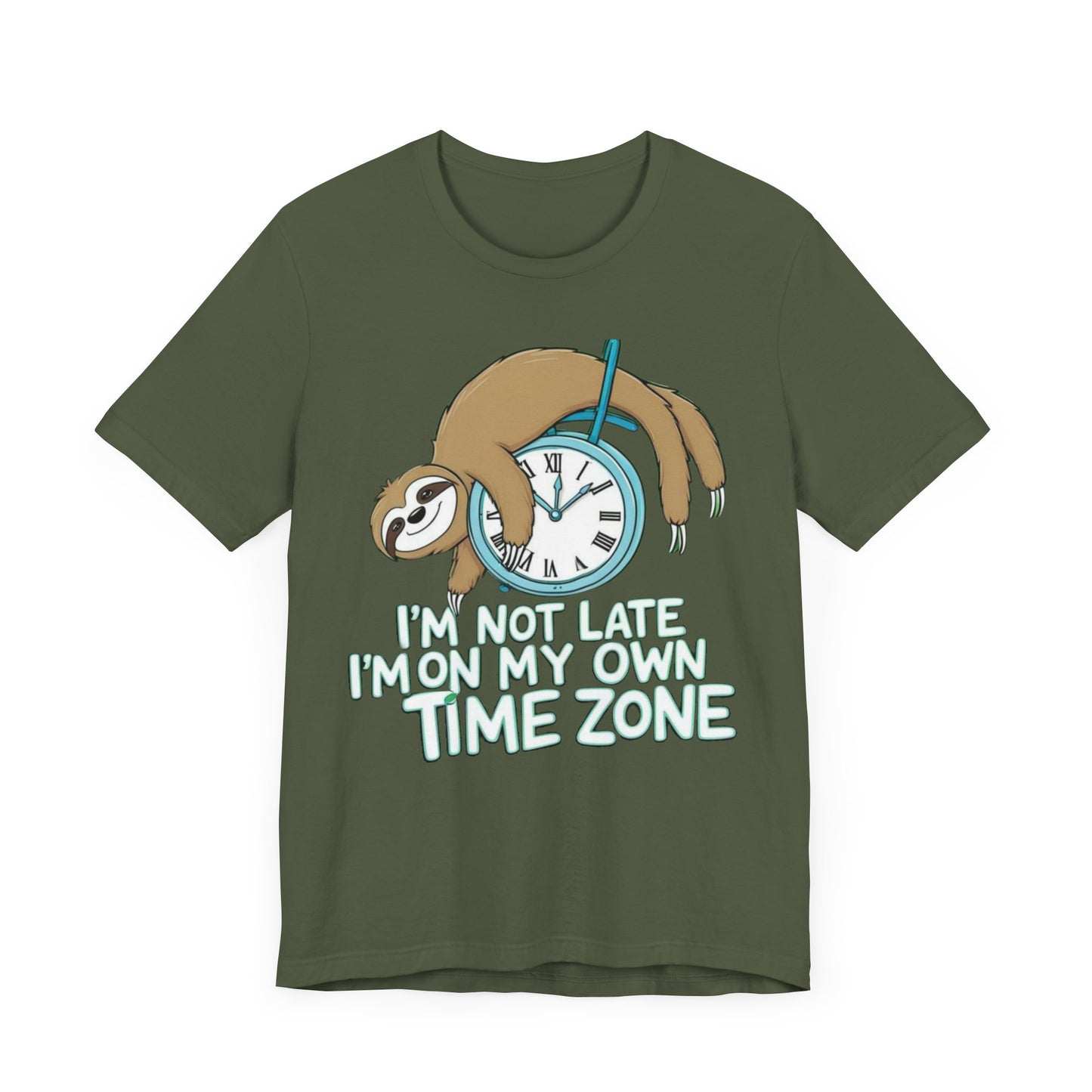 Sloth Time Zone Tee - Funny Unisex Short Sleeve Shirt, Perfect Gift for Animal Lovers, Birthdays, Lazy Days, Quirky Humor, Casual Wear