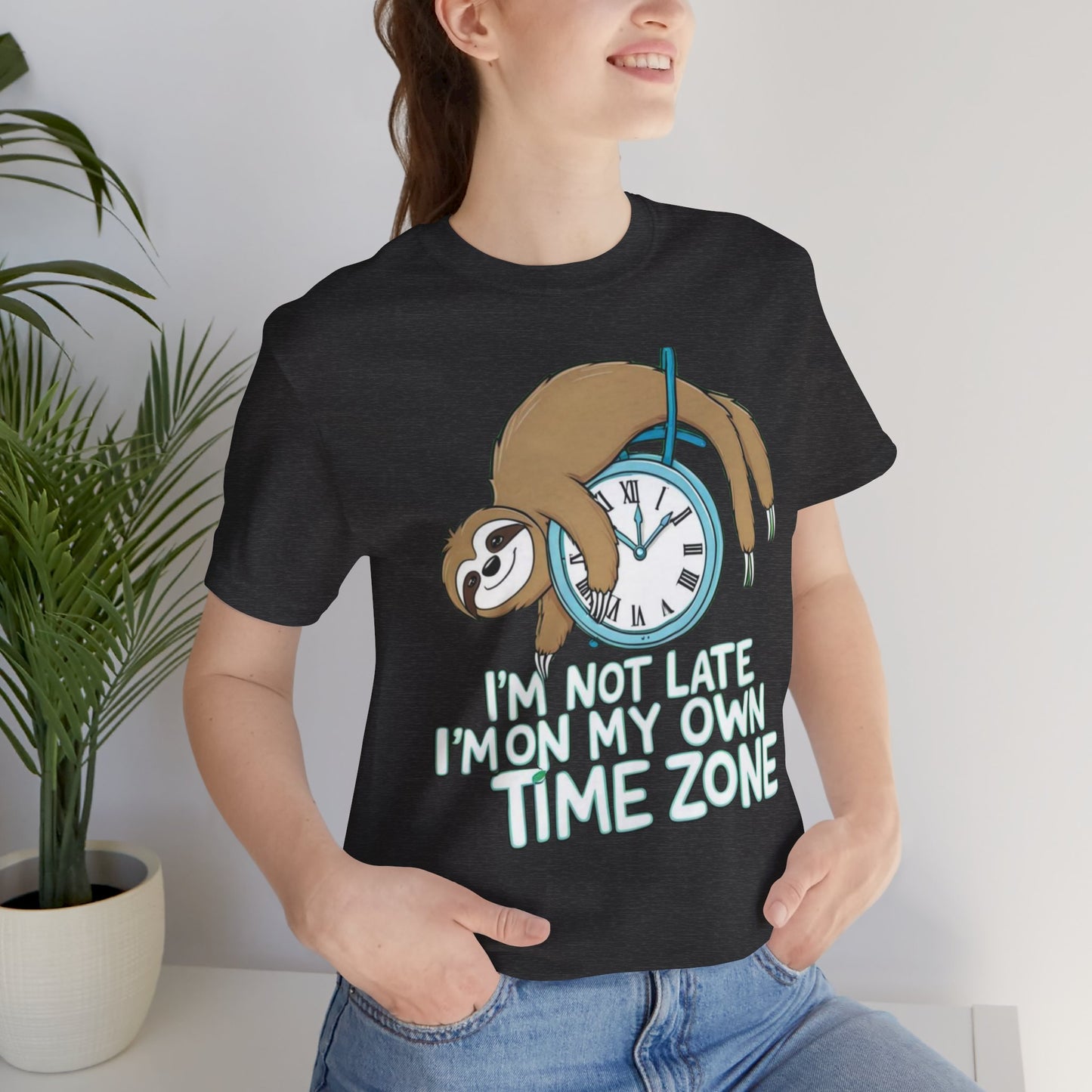 Sloth Time Zone Tee - Funny Unisex Short Sleeve Shirt, Perfect Gift for Animal Lovers, Birthdays, Lazy Days, Quirky Humor, Casual Wear