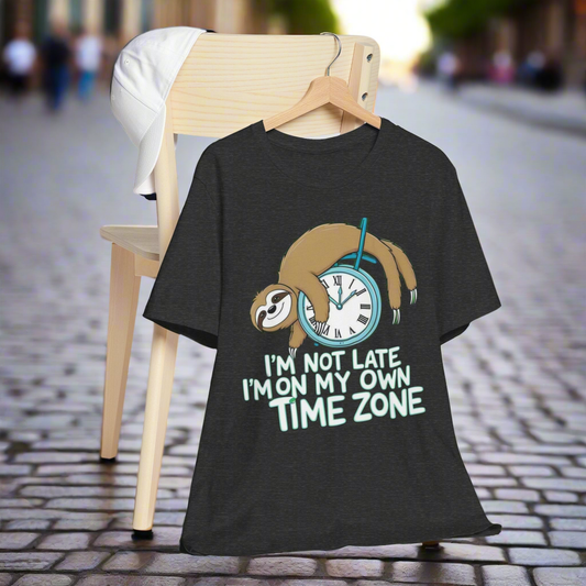 Sloth Time Zone Tee - Funny Unisex Short Sleeve Shirt, Perfect Gift for Animal Lovers, Birthdays, Lazy Days, Quirky Humor, Casual Wear